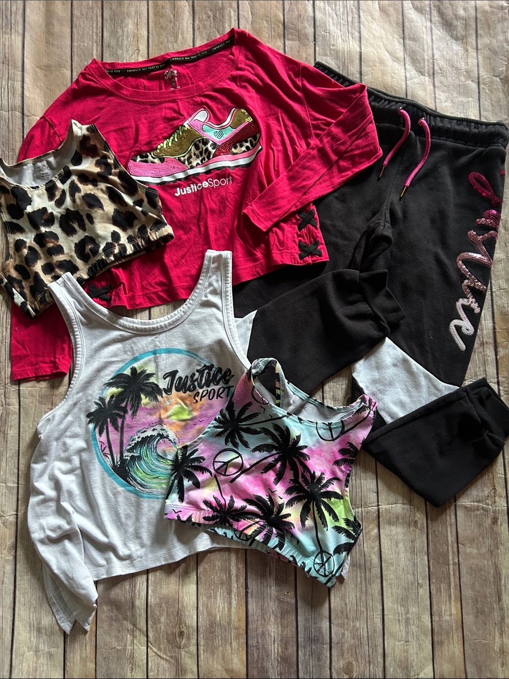 Justice Girls Pink, Black, White & Multicolor Matching Set